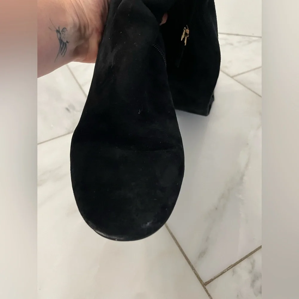 Tory Burch 41621 Black Over The Knee Suede Leather Laila Block Heel Boots size 8 - Picture 10 of 16